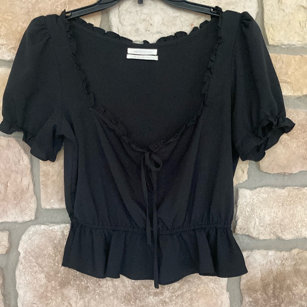 Urban outfitters black ruffled blouse
